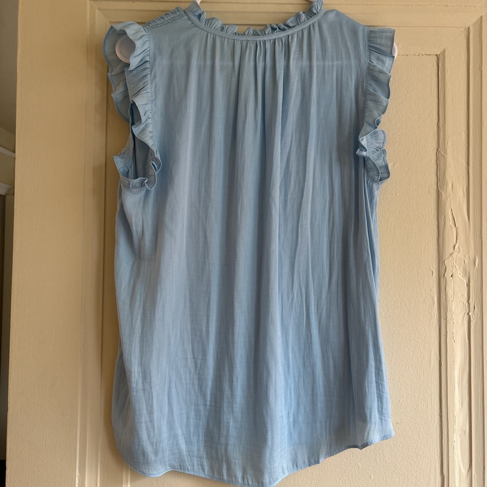 Light Blue Ruffled Women's Top - Picture 2 of 2